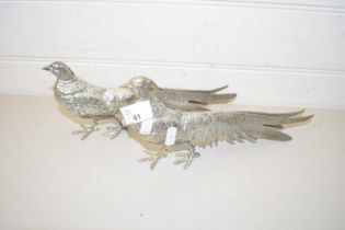 PAIR OF SILVER PLATED MODEL PHEASANTS