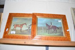 PAIR OF REPRODUCTION COLOURED PRINTS, HORSE RACING INTEREST, FRAMED AND GLAZED