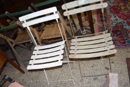 TWO VINTAGE METAL FRAMED FOLDING CHAIRS
