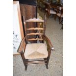 RUSH SEATED LADDER BACK ROCKING CHAIR