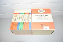 PENGUIN BOOKS, THE FIRST TEN PENQUINS REPUBLISHED IN FACSIMILE TO MARK THE 50TH ANNIVERSARY, BOX