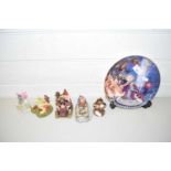 COLLECTION OF VARIOUS MODEL WIZARDS, FURTHER DECORATED PLATE AND OTHER MYTHICAL ORNAMENTS