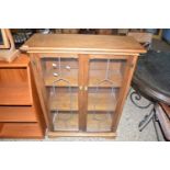 MODERN OAK LEAD GLAZED BOOKCASE CABINET