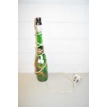 GLASS BOTTLE LAMP DECORATED WITH A MONKEY