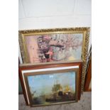 MIXED LOT: VARIOUS COLOURED PRINTS TO INCLUDE HUNTING SCENE AND OTHERS