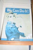 REPRODUCTION WAR PRODUCTION CO-ORDINATING COMMITTEE METAL SIGNED MARKED 'WE CAN DO IT'
