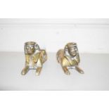 PAIR OF SMALL BRASS INKWELLS FORMED AS EGYPTIAN SPHINX