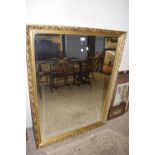 LARGE RECTANGULAR BEVELLED WALL MIRROR IN GILT FINISH FRAME