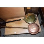 TWO COPPER AND BRASS BED WARMING PANS