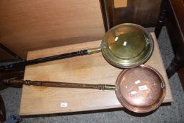 TWO COPPER AND BRASS BED WARMING PANS