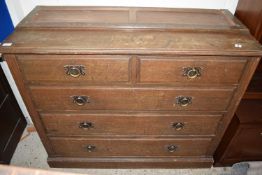 LATE 19TH CENTURY OAK COMBINATION BOOKCASE CHEST WITH GLAZED TOP SECTION OVER A BASE FITTED WITH