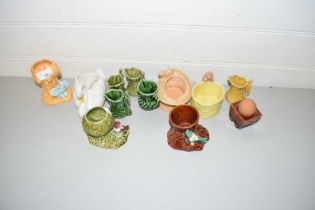 COLLECTION OF VARIOUS SMALL SYLVAC JUGS AND VASES TO INCLUDE THOSE WITH PIXIE AND ANIMAL DECORATION
