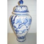 LARGE 20TH CENTURY BLUE AND WHITE COVERED FLOOR VASE