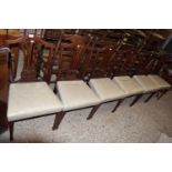 SET OF SIX LATE 19TH OR EARLY 20TH CENTURY MAHOGANY FRAMED DINING CHAIRS