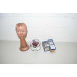 PORCELAIN DOLLS HEAD AND OTHER ASSORTED ITEMS