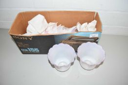 BOX OF FRILLED GLASS LIGHT SHADES