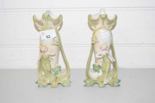 PAIR OF LATE 19TH CENTURY CONTINENTAL VASES DECORATED WITH LADIES
