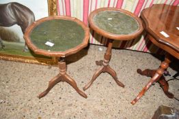 TWO SMALL LEATHER TOP WINE TABLES