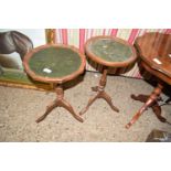 TWO SMALL LEATHER TOP WINE TABLES