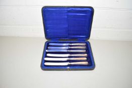 CASE OF SIX SILVER HANDLED DESSERT KNIVES