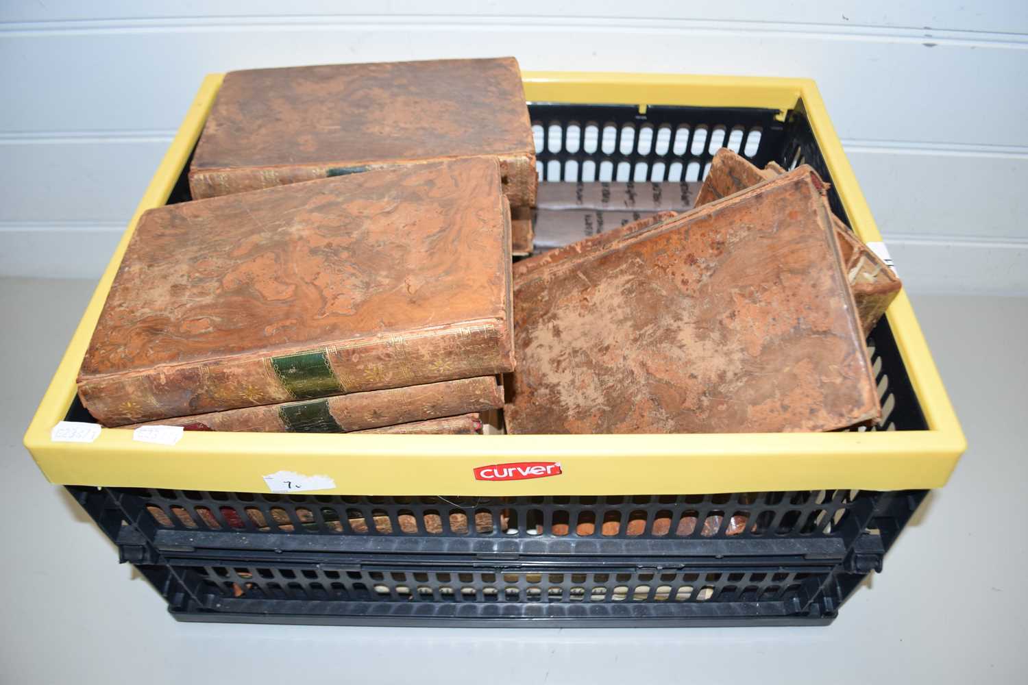 BOX OF VARIOUS LEATHER BOUND VOLUMES THE HISTORY OF NORFOLK, VERY WORN CONDITION THROUGHOUT