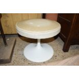 MID CENTURY CAST METAL TULIP STYLE STOOL WITH UPHOLSTERED TOP