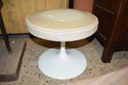 MID CENTURY CAST METAL TULIP STYLE STOOL WITH UPHOLSTERED TOP