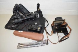 MIXED LOT: NIKON CAMERA, TRIPODS AND OTHER ITEMS
