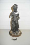 19TH CENTURY SPELTER FIGURE OF A LADY, REQUIRING REPAIR