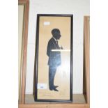 SILHOUETTE PICTURE OF A GENT SMOKING A PIPE, INDISTINCTLY SIGNED, FRAMED AND GLAZED