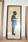 SILHOUETTE PICTURE OF A GENT SMOKING A PIPE, INDISTINCTLY SIGNED, FRAMED AND GLAZED