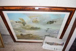 COLOURED PRINT, MILITARY AIRCRAFT, MARKED 'A TRIBUTE TO SIR THOMAS SOPWITH', FROM AN OIL PAINTING BY