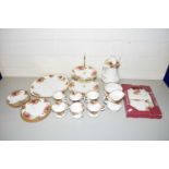 COLLECTION OF ROYAL ALBERT OLD COUNTRY ROSES TEA WARES TO INCLUDE A CAKE STAND