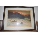 JOSEPH FARQUHARSON STUDY OF SHEEP IN SNOW, COLOURED PRINT, SIGNED IN PENCIL, FRAMED AND GLAZED