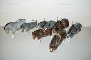 COLLECTION OF SEVEN VARIOUS SYLVAC MODEL SHIRE HORSES