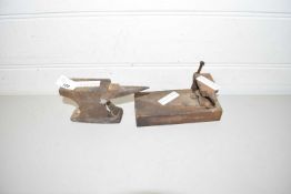 TWO SMALL IRON ANVILS