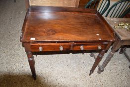VICTORIAN MAHOGANY TWO DRAWER GALLERY SIDE TABLE OR WASH STAND