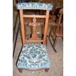 VICTORIAN BLUE FLORAL UPHOLSTERED PRAYER CHAIR