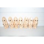 COLLECTION OF SEVEN IDENTICAL SYLVAC MODEL DOGS