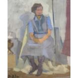 J. Belcher (British, 20th Century) Study of a seated woman, signed, framed and glazed.