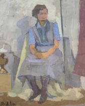 J. Belcher (British, 20th Century) Study of a seated woman, signed, framed and glazed.