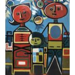 South African School, 20th Century, Three Figures, oil on board, unframed, unsigned.Qty: 1