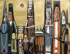 South African School, 20th century, abstract figures, oil on board, unsigned, unframed.Qty: 1