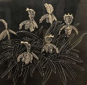 Cor Visser (Dutch, 1903-1982), 'Orchids', woodcut, signed in pencil, dated 1926,17x17ins, framed and