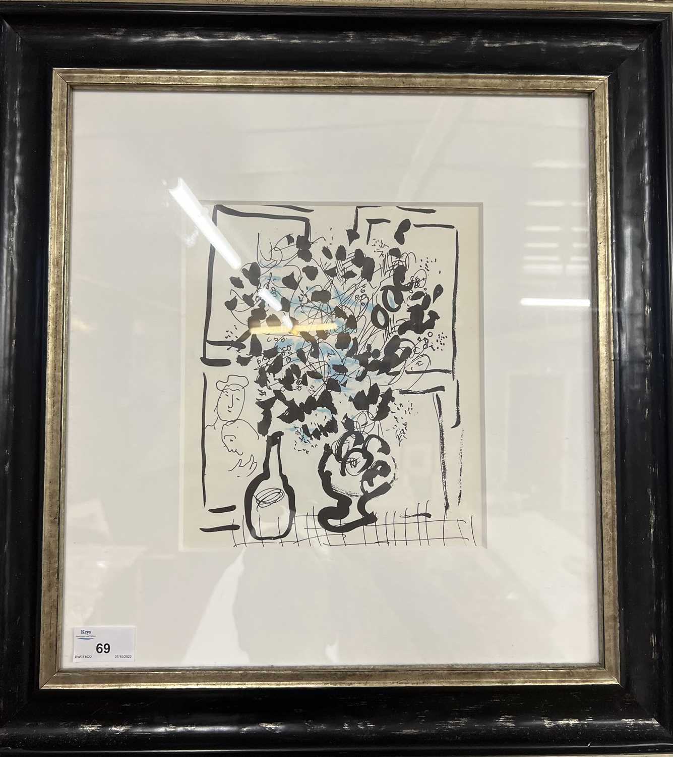 Marc Chagall (British, 20th century), 'Black and Blue Bouquet', lithograph, limited edition of 6000,