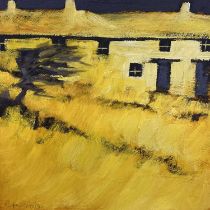 John Piper (British, b.1946 -), "Terrace", oil on board, signed. A thank you note from the artist