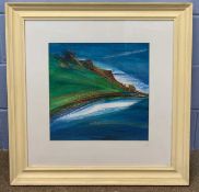 Carole Ann Grace (British, Contemporary), "Coastline I", acrylic, signed,16x16ins, framed and