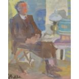 J.Belcher (British, 20th Century), Study of a seated gentleman, signed,15x12ins, framed and glazed.