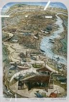 Glynn Thomas (British b. 1946), Morstomn Quay, limited edition etching in colours, numbered 8/50,
