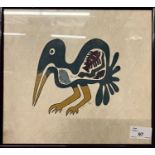 20th Century limited edition lithographic print of a bird with fish and other animals indistinctly